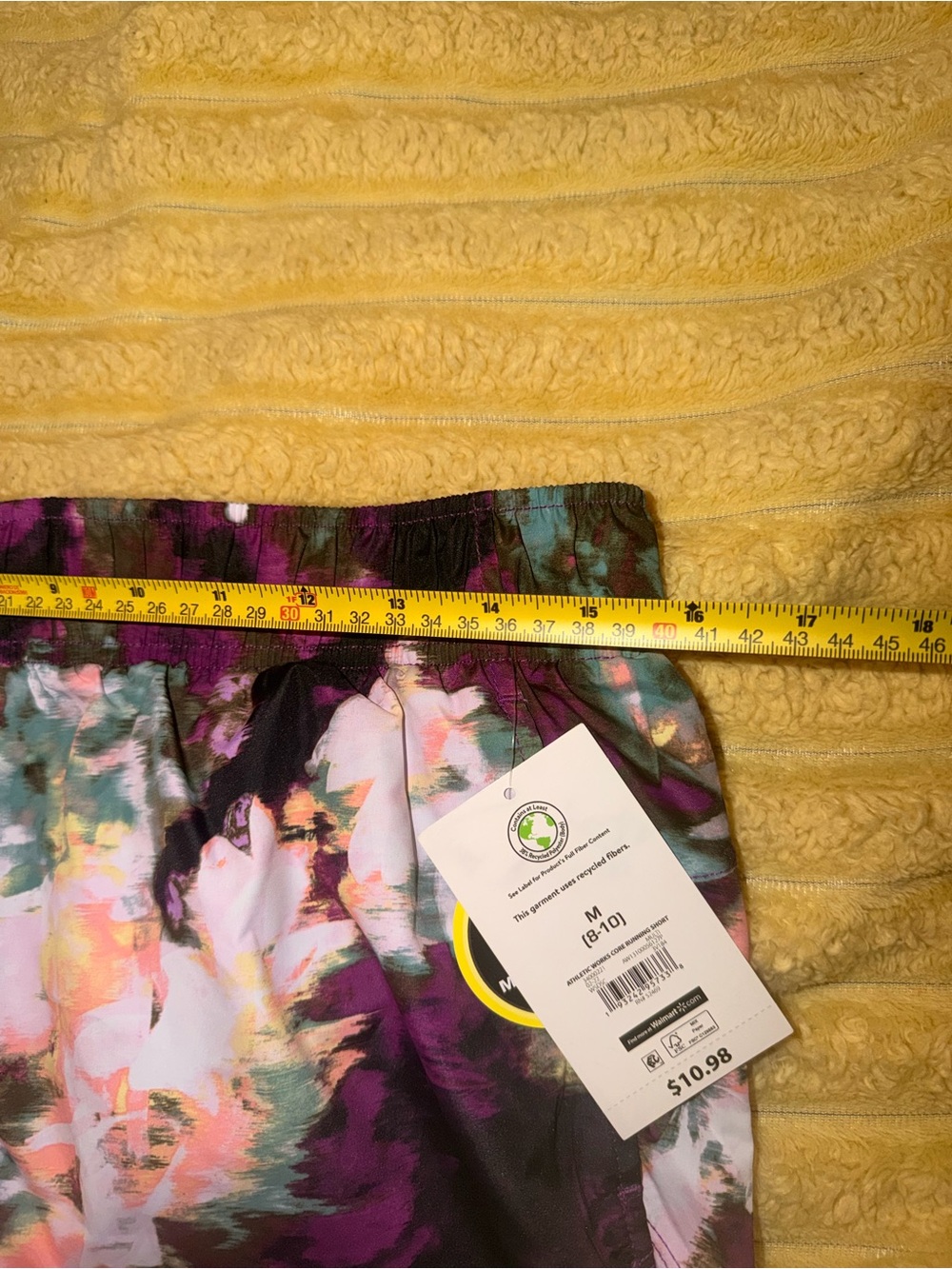 Purple Floral Print Athletic Shorts Womens Medium - Picture 2 of 3